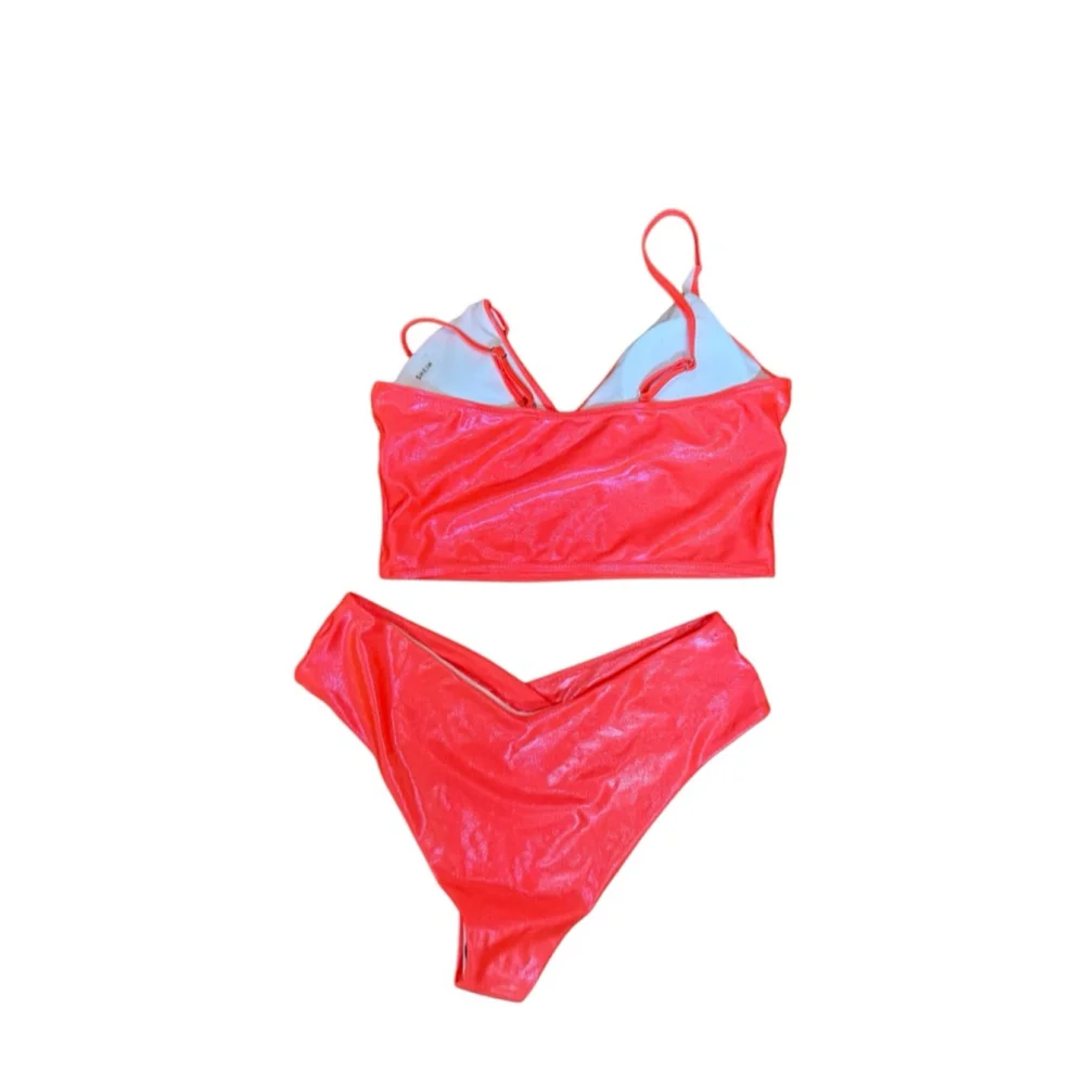 SHEIN Orange Shimmer Bikini Set Women's Large - Picture 11 of 11